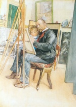 Carl Larsson  - Bilder Gemälde - Spiegelbild
