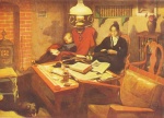 Carl Larsson  - Bilder Gemälde - Unter der Abendlampe