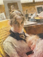 Carl Larsson  - Peintures - Idylle dans l´atelier