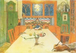 Carl Larsson  - Bilder Gemälde - Es wir Abend, gute Nacht