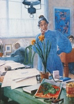 Carl Larsson  - Peintures - Karin dans l´atelier 