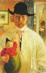 Carl Larsson  - Bilder Gemälde - Selbstuntersuchung