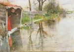 Carl Larsson  - Bilder Gemälde - An der Loing in Grez