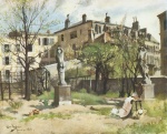 Carl Larsson  - Bilder Gemälde - Garten mit Skulpturen