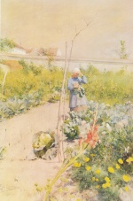 Carl Larsson  - Bilder Gemälde - Im Küchengarten