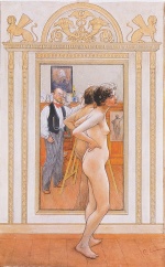 Carl Larsson  - Bilder Gemälde - Vor dem Spiegel