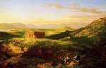 Thomas Cole  - Bilder Gemälde - The Temple of Segesta with the artist sketching