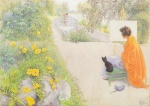 Carl Larsson  - Bilder Gemälde - Die Brücke am Hafen