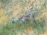 Carl Larsson  - Bilder Gemälde - In der Hagedornhecke