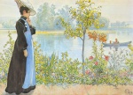 Carl Larsson  - Bilder Gemälde - Nachsommer (Karin am Strand)