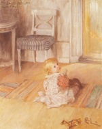 Carl Larsson  - Bilder Gemälde - Pontus auf dem Fussboden