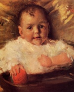 William Merritt Chase - Bilder Gemälde - Portrait von Bobbie (Sketch)