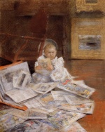 William Merritt Chase  - paintings - Child with Prints