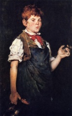 William Merritt Chase  - Bilder Gemälde - The Apprentice (Boy Smoking)