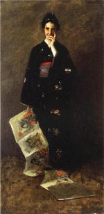 William Merritt Chase  - Bilder Gemälde - The Japanese Book