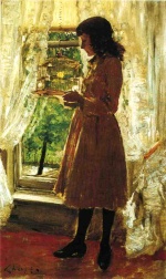 William Merritt Chase  - Bilder Gemälde - Der Kanarienvogel