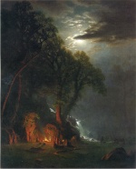 Albert Bierstadt - Peintures - Feu de camp dans la région de Yosemite