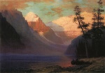 Albert Bierstadt  - Bilder Gemälde - Evening Glow Lake Louise
