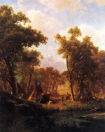 Albert Bierstadt  - Bilder Gemälde - Indian Encampment Shoshone Village