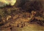 Albert Bierstadt  - Peintures - Campement indien Mariposa dans la vallée de Yosemite en Californie