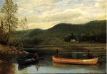 Albert Bierstadt  - Bilder Gemälde - Man in two Canoes