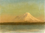Albert Bierstadt  - Bilder Gemälde - Snow Capped Mountains at Twilight