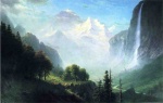 Albert Bierstadt  - Bilder Gemälde - Staubbach Falls Near Lauterbrunnen Switzerland