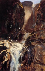 John Singer Sargent - Bilder Gemälde - A Waterfall