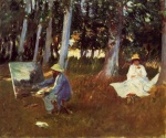 John Singer Sargent  - Bilder Gemälde - Claude Monet Painting by the Edge of a Wood