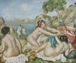 Pierre Auguste Renoir - Bilder Gemälde - Drei badende Mädchen mit Krabbe