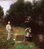 John Singer Sargent  - Peintures - Dennis Miller Bunker peignant à Calcot