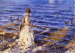 John Singer Sargent  - Bilder Gemälde - Girl Fishing