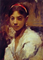 John Singer Sargent  - paintings - Head of a Capril Girl