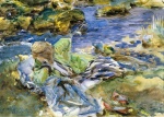 John Singer Sargent  - Peintures - femmes turques près d´un torrent