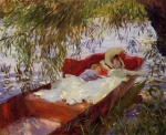John Singer Sargent  - Bilder Gemälde - Two Women Asleep in a Punt under the Willows