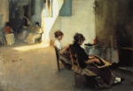 John Singer Sargent  - Peintures - Enfileuses de perles à Venise 