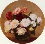 Henri Fantin Latour - Bilder Gemälde - A Large Bouquet of Roses