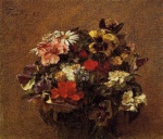 Henri Fantin Latour - Bilder Gemälde - Bouquet of Flowers Pansies