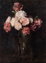 Henri Fantin Latour - Bilder Gemälde - Carnations in a Champagne Glass