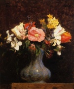 Henri Fantin Latour  - Bilder Gemälde - Flowers Camelias and Tulips
