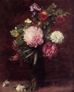 Henri Fantin Latour  - paintings - Flowers Large Bouquet with Three Peonies