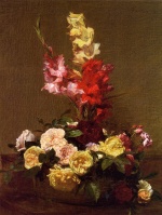 Bild:Gladiolas and Roses