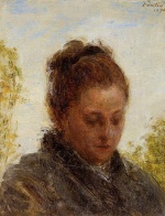 Henri Fantin Latour  - Bilder Gemälde - Head of a Young Women