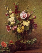 Henri Fantin Latour  - Bilder Gemälde - Holly Hocks