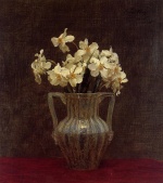 Henri Fantin Latour  - Bilder Gemälde - Narcisses in an Opaline Glass Vase