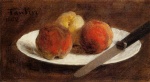 Henri Fantin Latour  - Peintures - Assiette de pêches