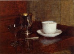 Henri Fantin Latour  - Bilder Gemälde - Still Life (Glas Silver Goblet and Cup of Champagne)