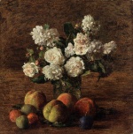 Henri Fantin Latour  - Bilder Gemälde - Still Life (Roses and Fruit)