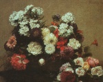 Henri Fantin Latour  - Bilder Gemälde - Still Life with Flowers