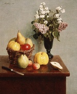 Henri Fantin Latour  - Bilder Gemälde - Still Life with Flowers and Fruit